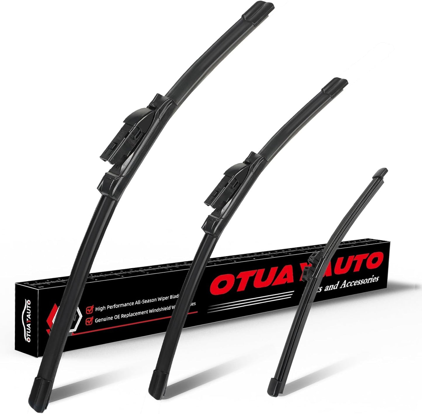 OTUAYAUTO Premium Windshield Wiper Blades - Replacement for BMW X3 2018-2022, BMW X4 2019-2022 - Precision Fit, All-Weather Performance, Front and Rear Wiper Blades, Top Lock - 26"+20"+12" (Pack of 3)