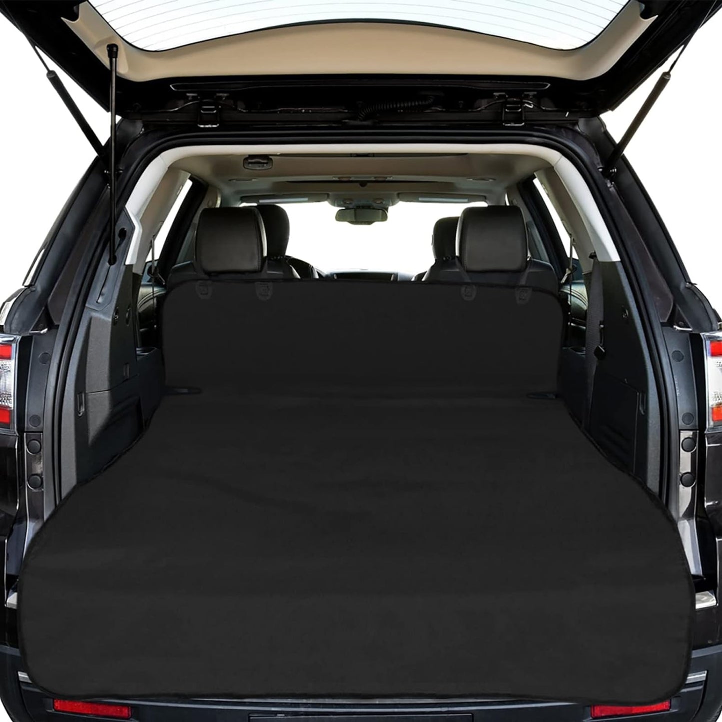 F-color SUV Cargo Liner for Dogs - Waterproof Pet Cargo Liner, Comfort Dog Cargo Cover with Bumper Flap Protector, Scrachproof Large Size Universal Fit SUVs Sedans Trunks Vans, Black