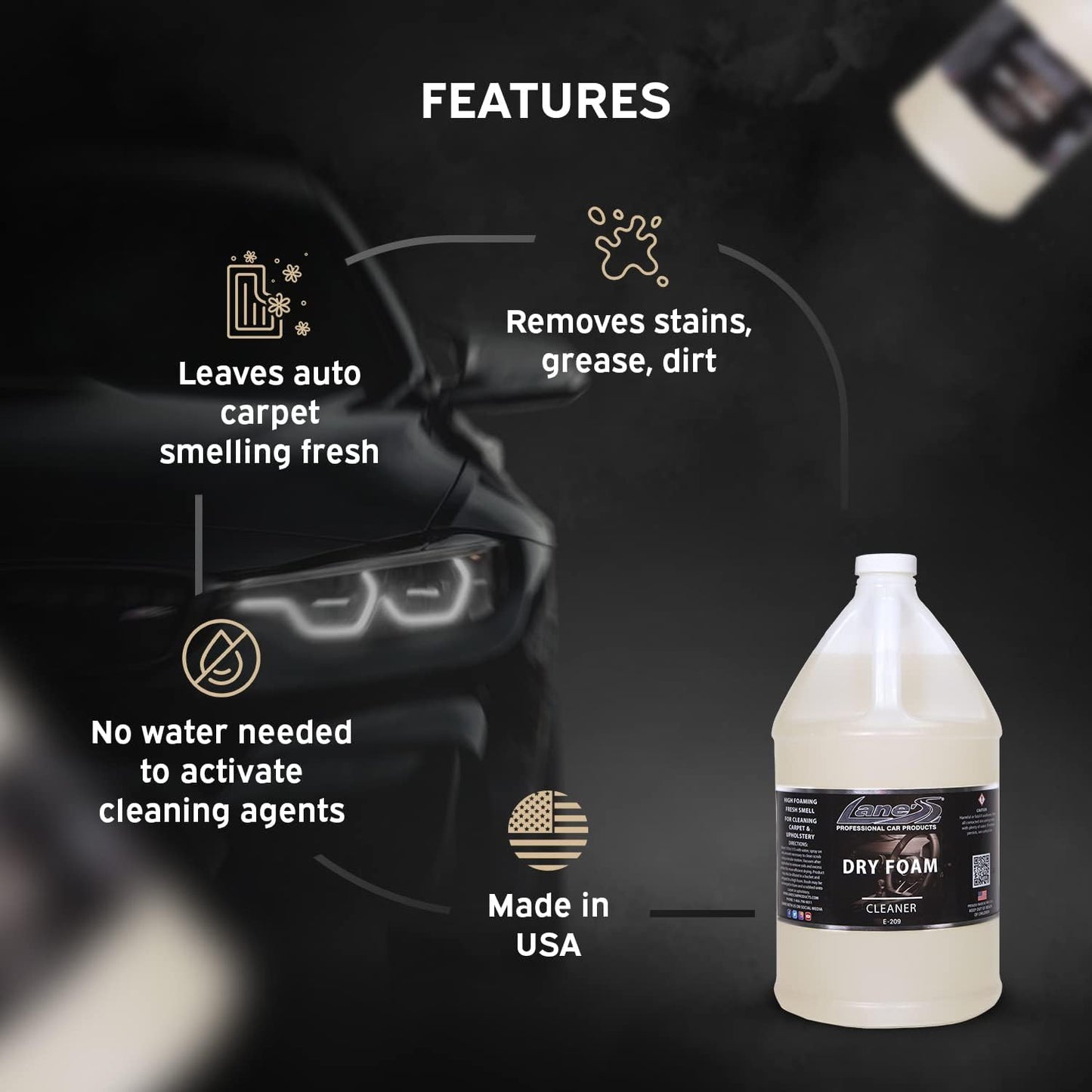 LANE'S Carpet Cleaner Spray- Carpet Cleaner Foam, Removes Odor, Fights Tough Dirt and Stains, Professional Grade Cleaning Spray- 1 Gallon