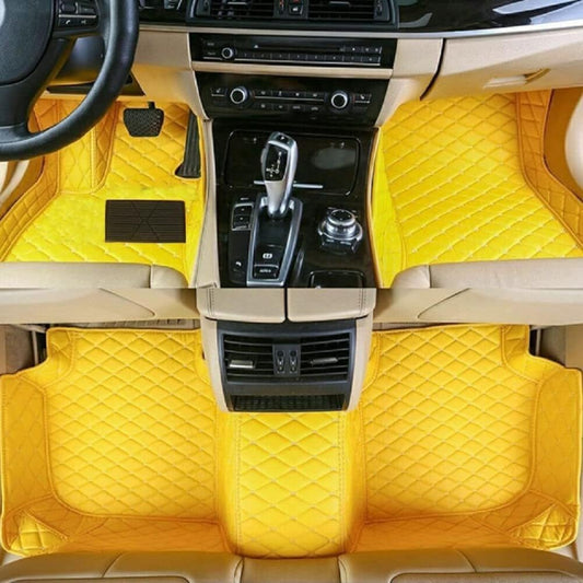 Customized Personalized car Floor mats, All-Weather Luxury car Floor mats, Waterproof and Anti Slip Leather car Floor mat Lining, 95% Customized car, Truck, and SUV Floor mats (Yellow)