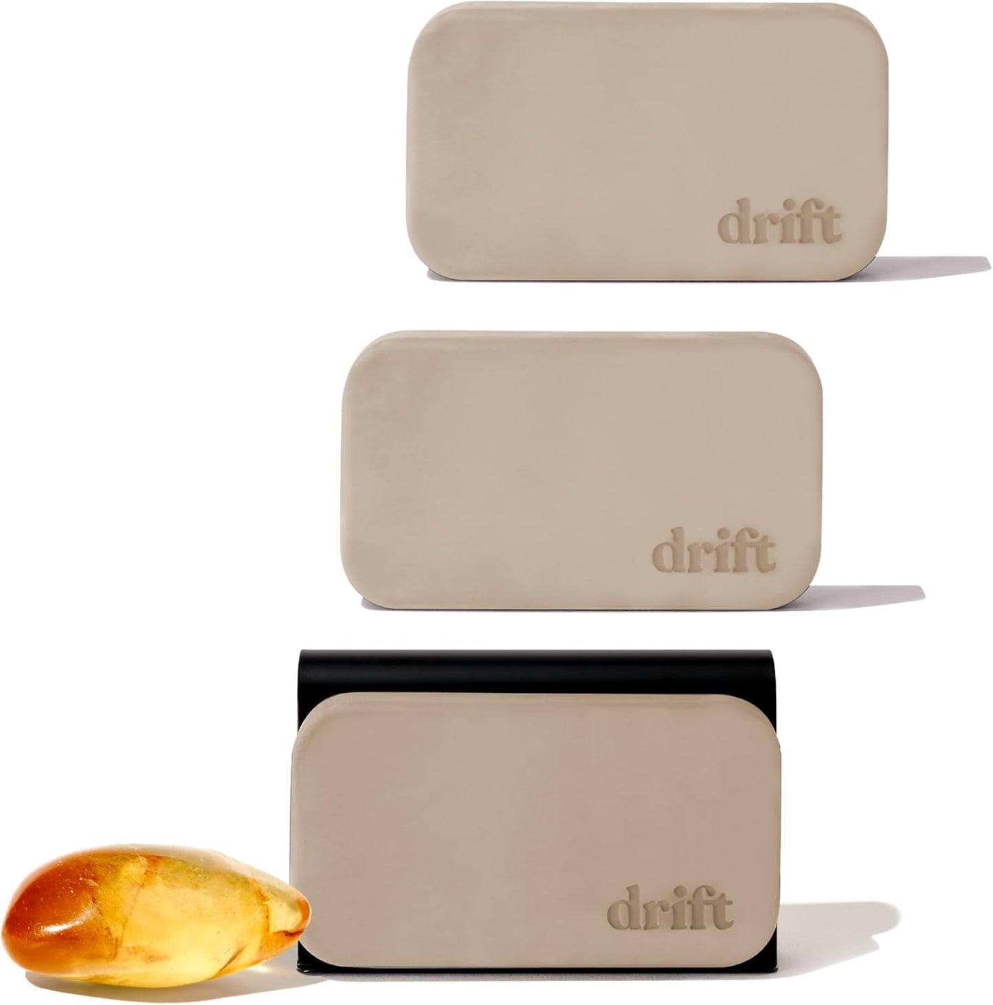 Drift Car Air Freshener - Stone Air Freshener - Car Odor Eliminator - Amber 3 Pack Starter Kit - CLIP INCLUDED - Amber 3 Pack
