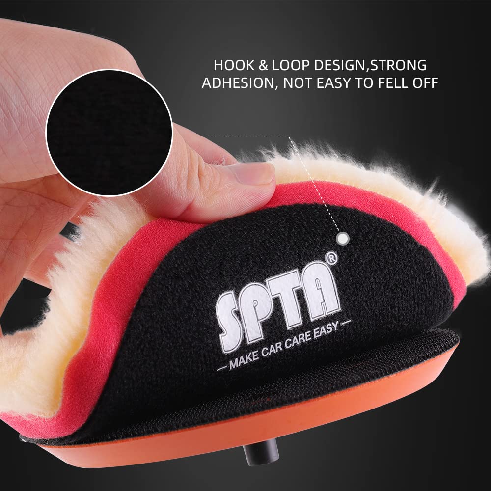 SPTA Wool Polishing Pads, 2Pcs 3 Inch (76mm) Wool Cutting Pad, Yellow Wool Buffing and Polishing Pad Set, Wool Buffing Wheel for Medium Cut for 3 Inch Car Polisher Polishing, Buffing and Cutting