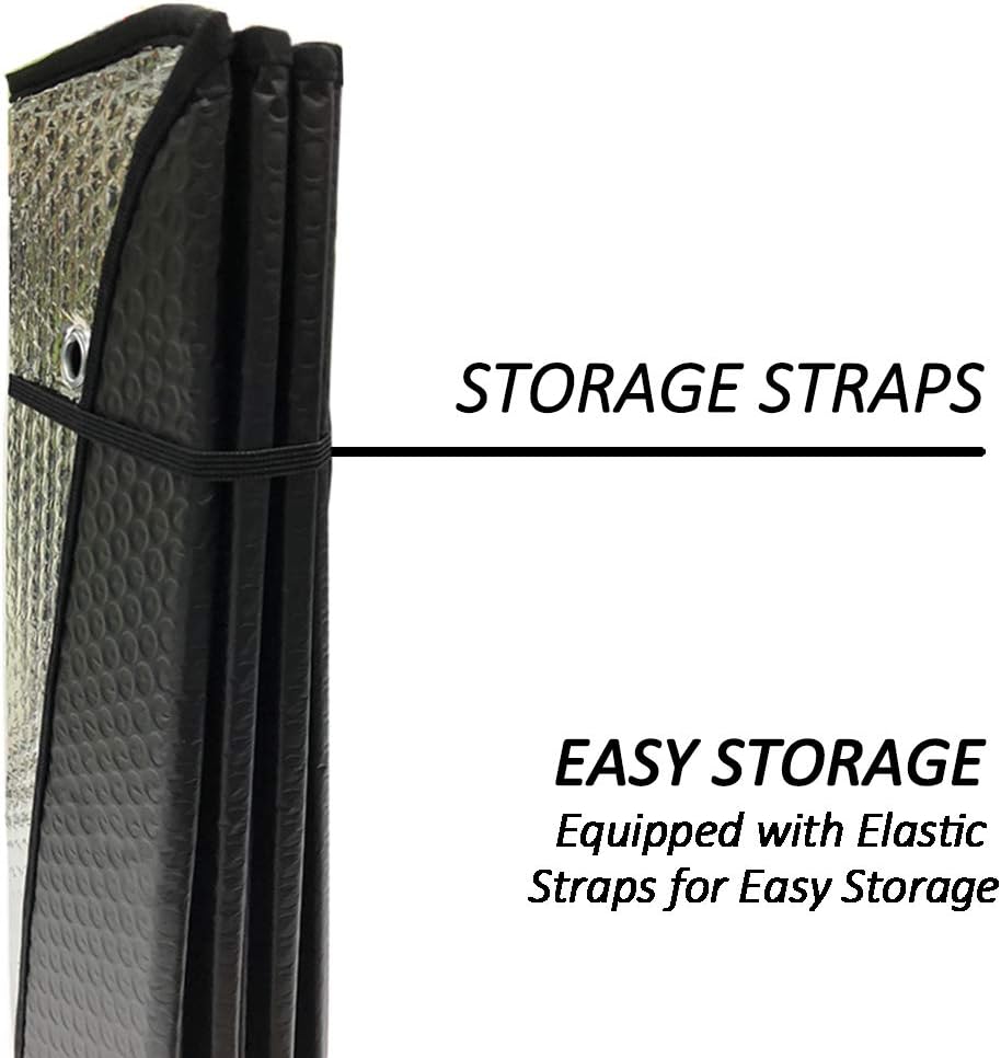 Big Hippo Front Car Sun Shade Windshield, Jumbo/Standard Sunshade Keeps Vehicle Cool UV Ray Sun Visor Protector Sunshades - Easy to Use Folding Sun Shade - Silver/Black Sides(Size: 55.16 X 27.5inch)