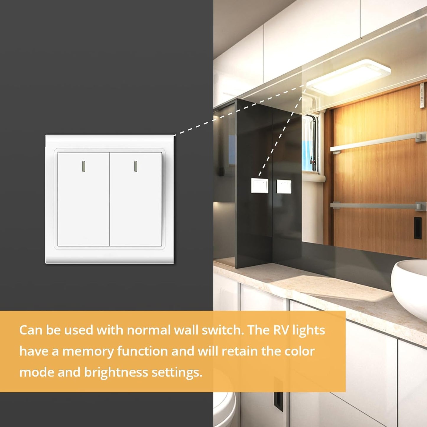 NAOEVO RV Lights Interior 2070LX, 1500LM RV LED Lights Interior 12V, Camper Lights Interior with 3 Color and Stepless Dimming, Energy-efficient RV Ceiling Light for Trailer Boat Car(4Pack, 2900-6500K)