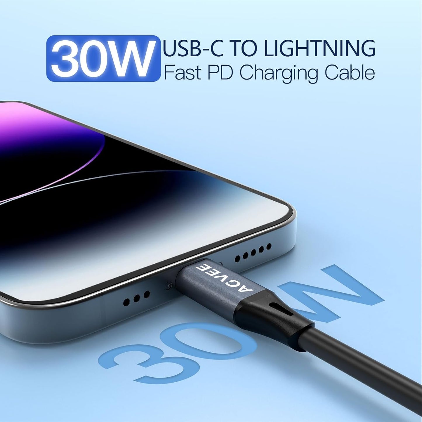 AGVEE 2 Pack 3ft Coiled Short USB-C to Lightning Charging Cable [MFI Certified] 30W PD Fast Charger Cord in Car for iPhone 14/13/12/11/XS/8/7/6/5 CarPlay, iPad, iPod, Dark Gray