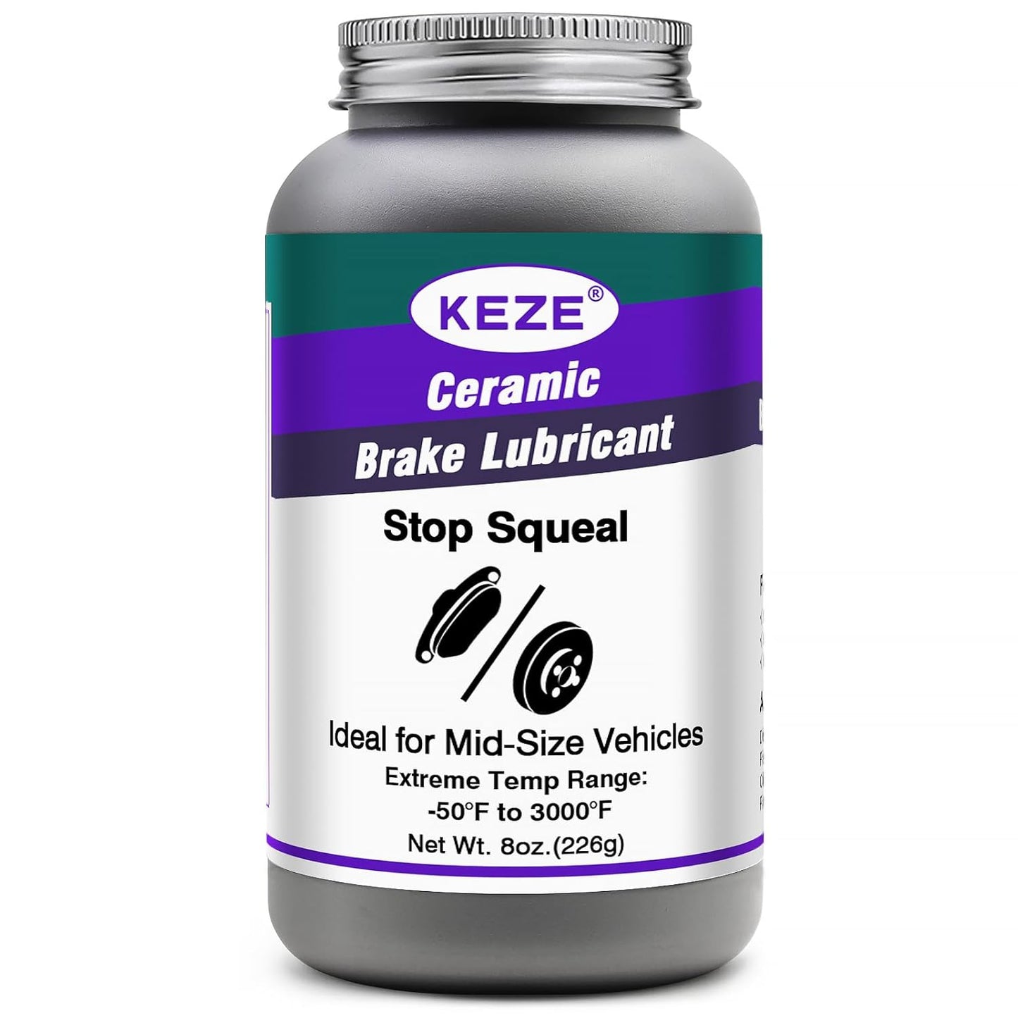 Keze High Temp Ceramic Brake Caliper Grease and Pin Parts Lubricant for Auto Break Sliding Pin Pad,Prevents Seizing Stops Squeaking with Brush Top Can,8 oz