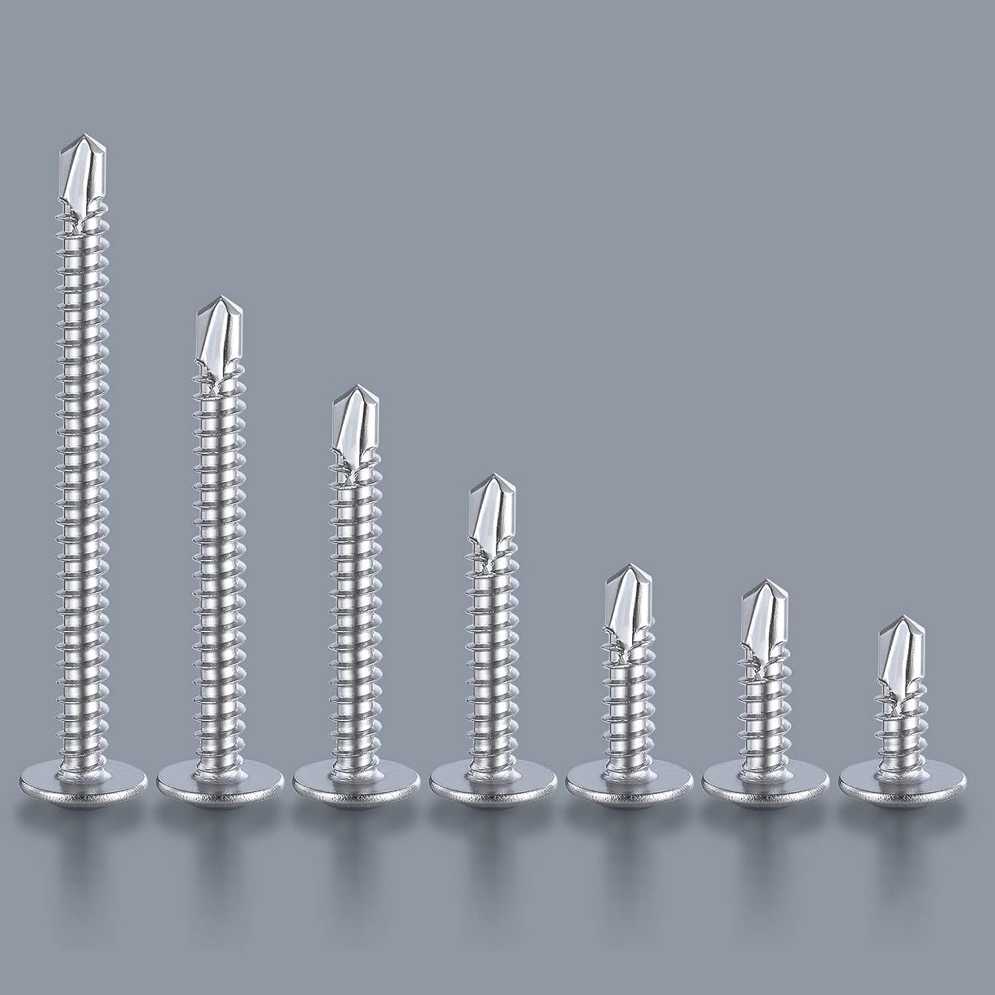 Wensilon（200pcs）#8×1-1/4”for Sheet Metal Self-Tapping Screws 410 Stainless Steel Truss Head High-Strength Quick Tapping Screws