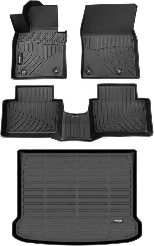 ANBINGO®-Floor Mats & Cargo Liner Custom for Mazda 3 2025 2024 2023 2022 2021 2020 2019(Only Fits Hatchback Models) All Weather Protection TPE Floor Liners Front & Rear Row Full Set Accessories Black