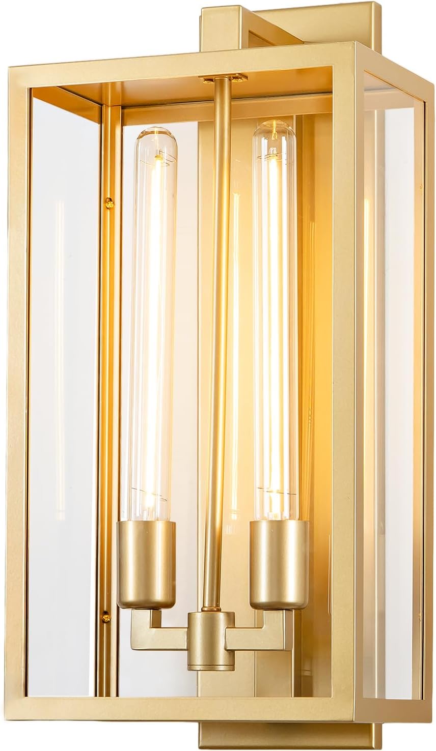 Outdoor Wall Sconce, 21" Large Gold Wall Mount Lamp, Outside Lights Front Porch Light, Waterproof Modern Porch Lighting Exterior Lamp for Front Door, Entryway (Bulbs Included)