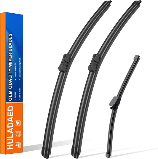 HULADAED® 24'' 21'' 13'' Windshield Wipers Replacement for Volkswagen Tiguan 2017-2007,Silicone Front Rear Wiper blades for MY Car-All Weather & Quiet(3 PACK)