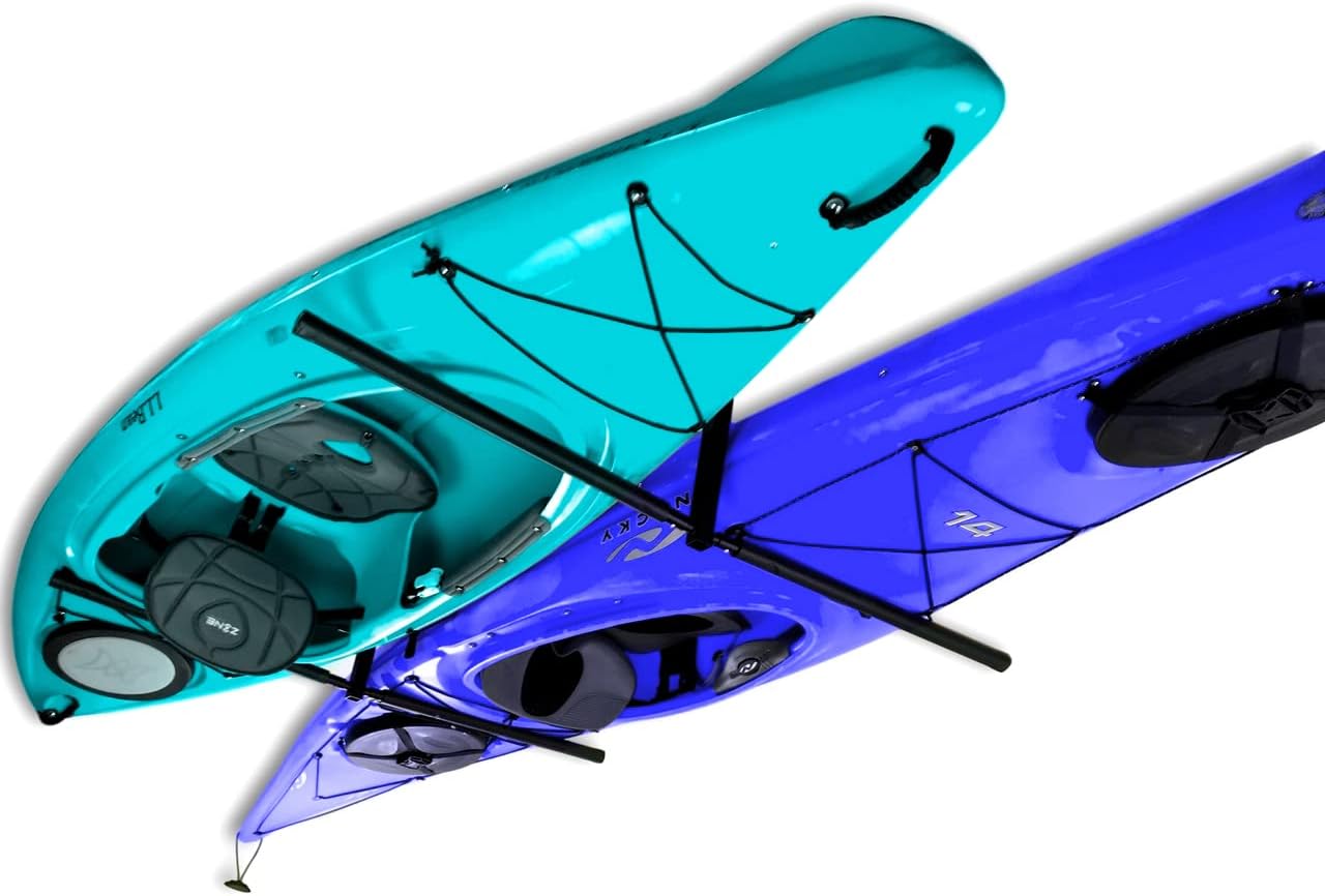 StoreYourBoard Adjustable Kayak Ceiling Rack – Hi Port 2 Garage Ceiling Kayak Hanger | Adjustable Overhead Kayak Storage for Recreational & Touring Kayaks | Garage Organization