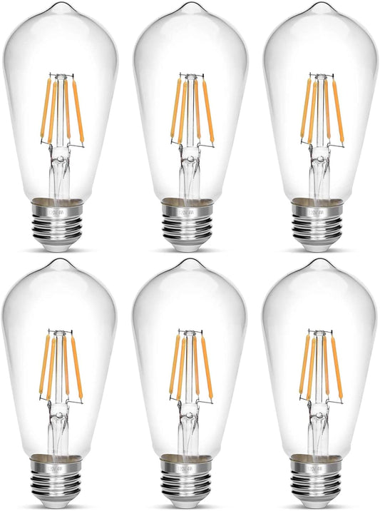 LED Edison Bulb 4W,Antique 40W Vintage Edison Bulb,E26 Light Bulb Non Dimmable Led Bulb 450 Lumens 2700K Warm White,Pack of 6