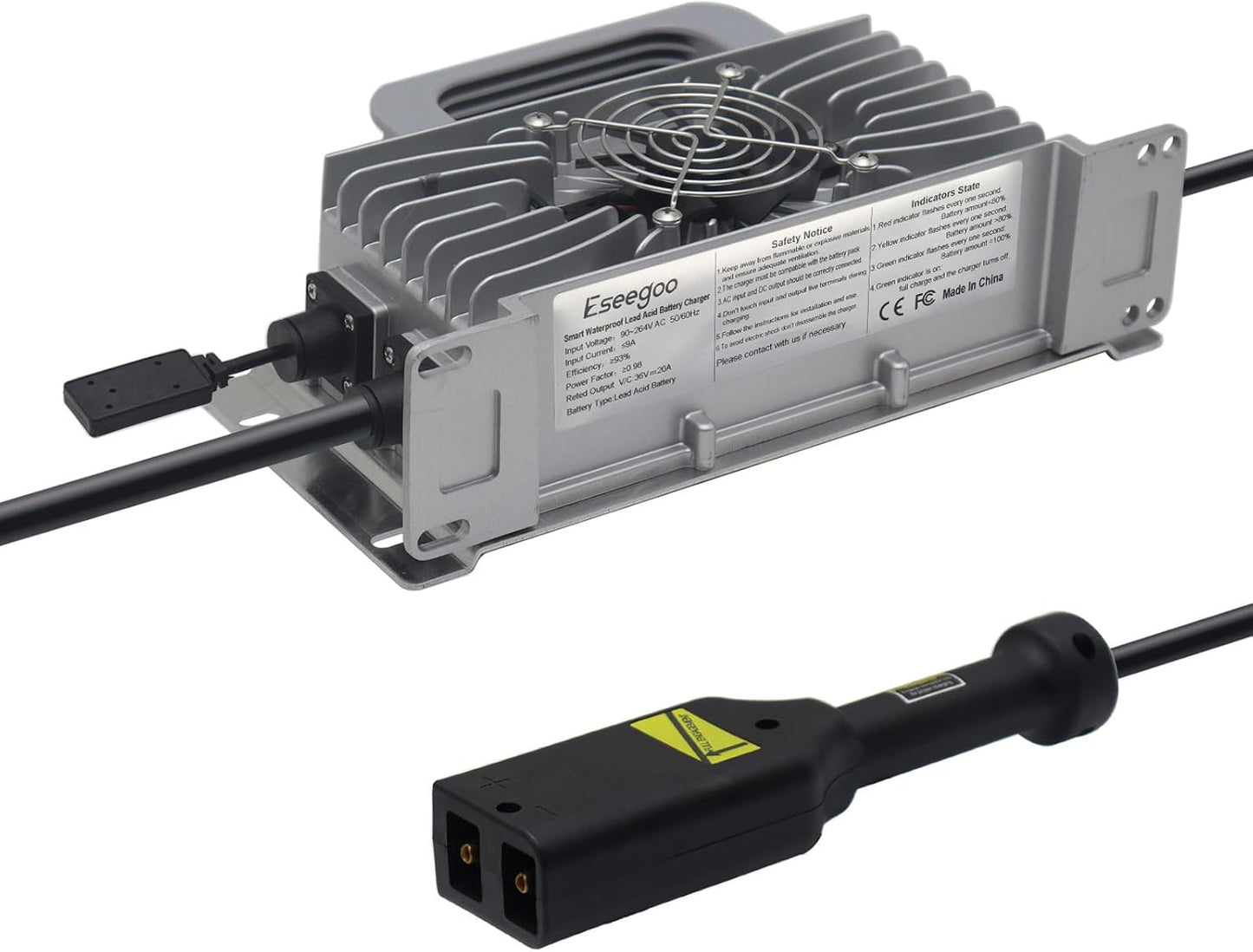 20 AMP Battery Charger Replacement for 36 Volt EZGO EZ-GO TXT Golf Cart, Waterproof IP68 with D-Plug/Powerwise Style Plug