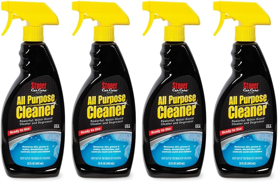 Stoner Car Care 92694-4PK All Purpose Cleaner Powerful Water-Based Cleaner and Degreaser, Easily Removes Dirt, Grease, Stains, and More, Multi-Purpose, Multi-Surface, Ready to Use, 22 Fl Oz, Pack of 4