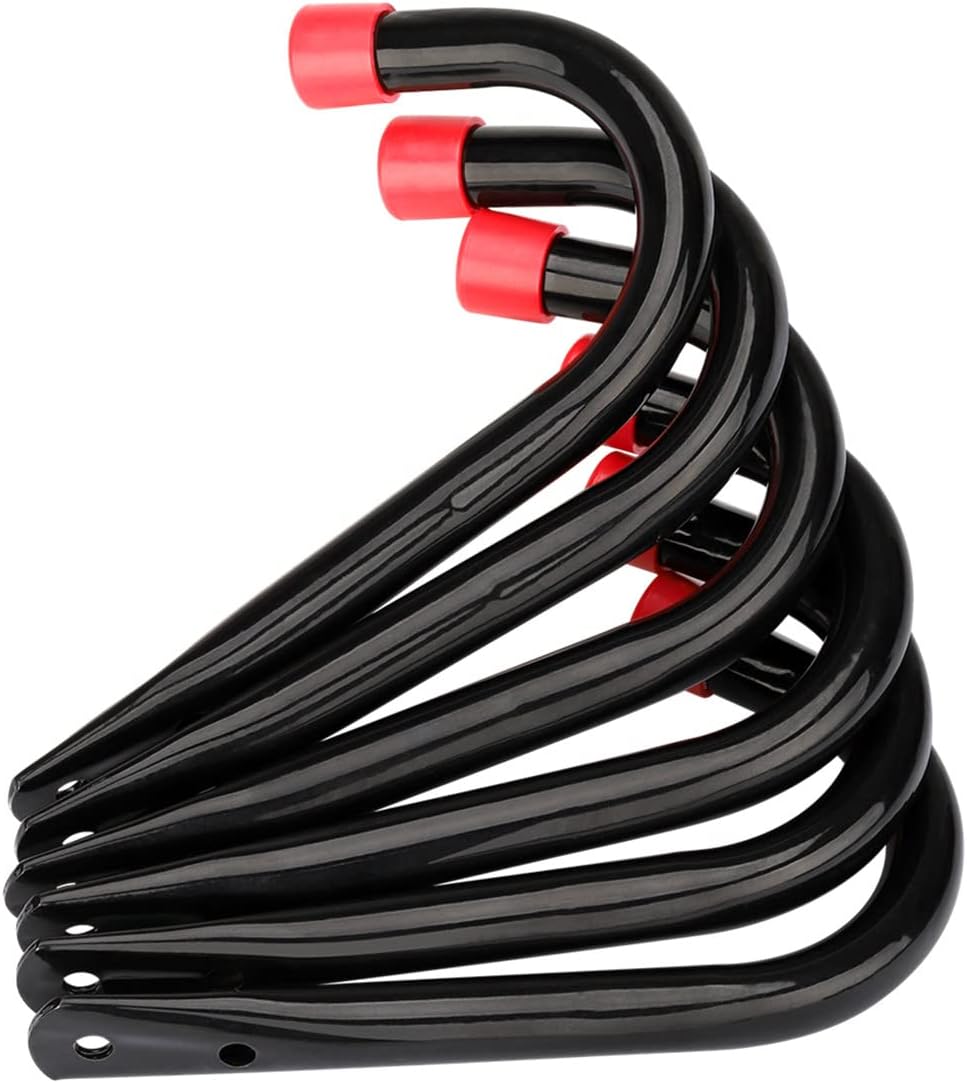 Garage Storage J Utility Hook, 8 Pack Heavy Duty Wall Mounted Hanging Hooks Organize Garden Tools, Gym Bags, Stroller, Toy,Power Tool, Black and Red