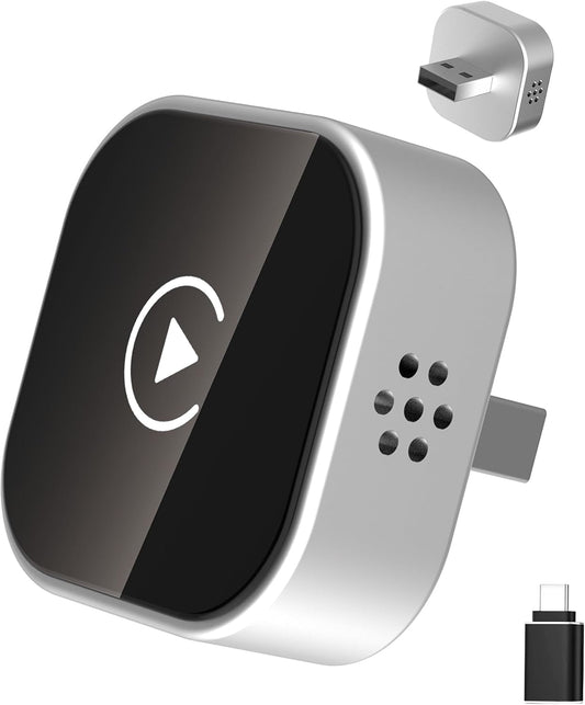 CarPlay Wireless Adapter, Plug-and-Play, Supports CarPlay+Android Auto, Mini and Stable Wireless CarPlay Adapter, Compatible with Apple iOS 10+ and Wired CarPlay Vehicles Manufactured After 2016.
