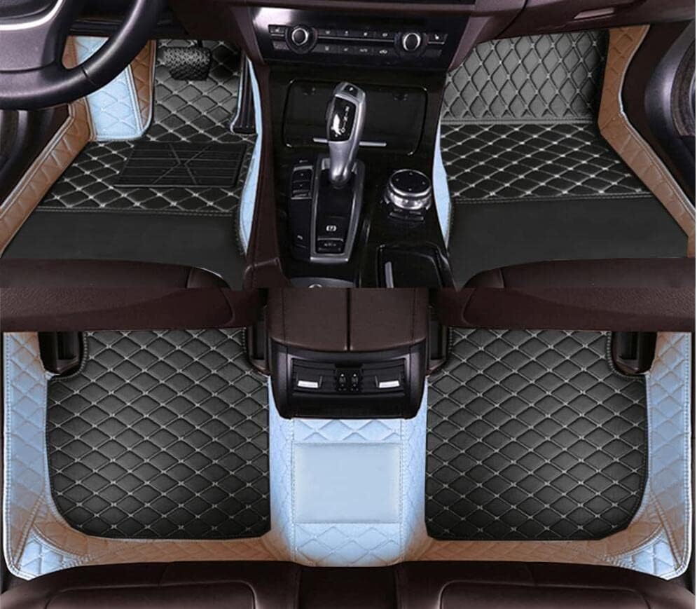 Custom All-Weather Protection Leather Car Floor Mats for Cars Sedan SUV Sports Car Waterproof Floor Mat (Black White)