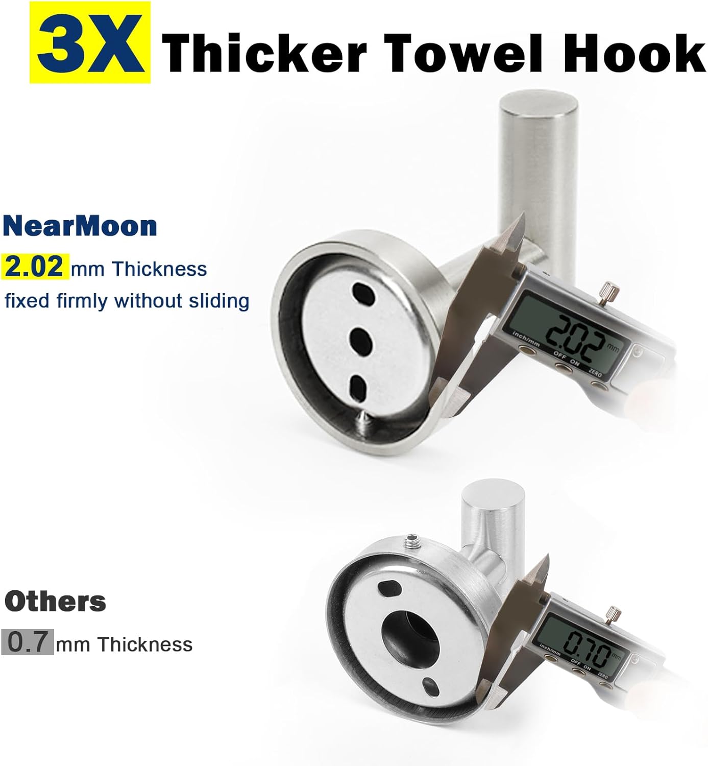 NearMoon Bath Towel Hooks- SUS 304 Stainless Steel Robe Hook Holder, Heavy Duty Coat Hook for Bathroom Livingroom Hotel Kitchen Garage, Wall Mounted (Brushed Nickel, 3 Pack)