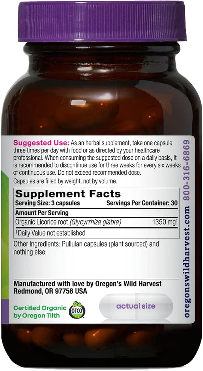 Oregon's Wild Harvest Organic Licorice Root Capsules, 90 Count