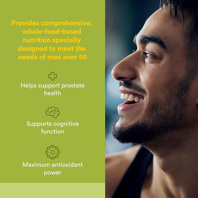 Natural Factors Whole Earth & Sea Men's 50+ Multivitamin & Mineral, 1 Serving Contains Nutrition Equivalent to ½ lb of Veggies, 120 Tablets