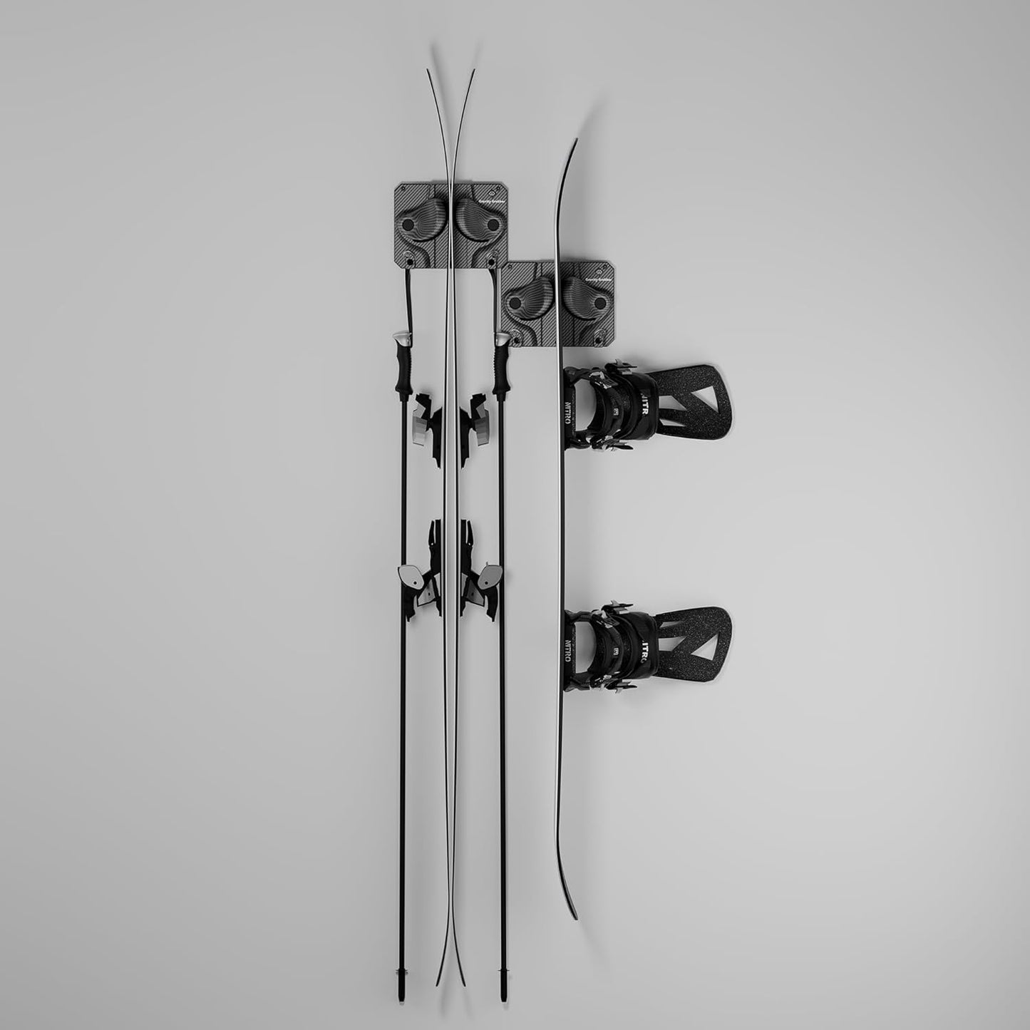 Ultimate Ski & Snowboard Wall Rack | Secure, Non-Slip Storage | Fits Any Ski/Board | Garage Organization | Ski Storage Rack | Snowboard Storage Rack | Winter Gear Organizer | 2 Pck
