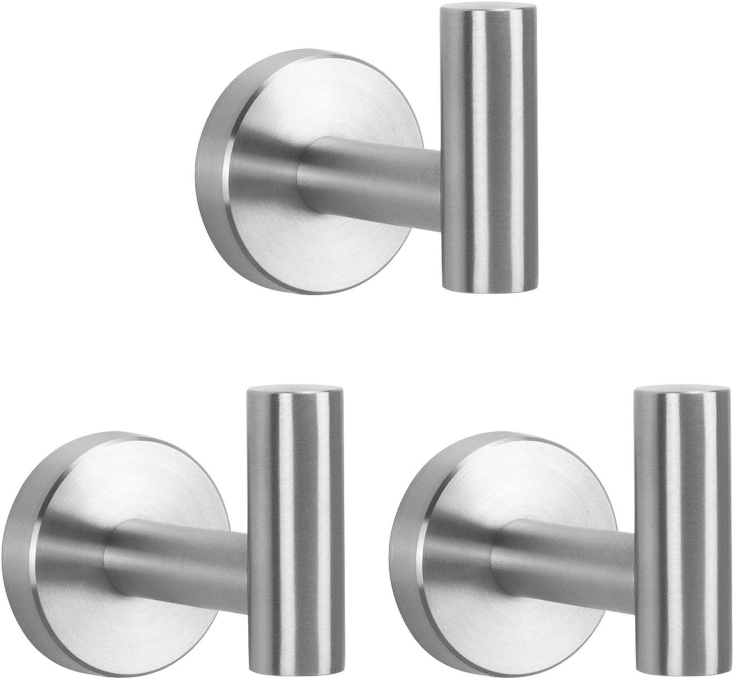 NearMoon Bath Towel Hooks- SUS 304 Stainless Steel Robe Hook Holder, Heavy Duty Coat Hook for Bathroom Livingroom Hotel Kitchen Garage, Wall Mounted (Brushed Nickel, 3 Pack)