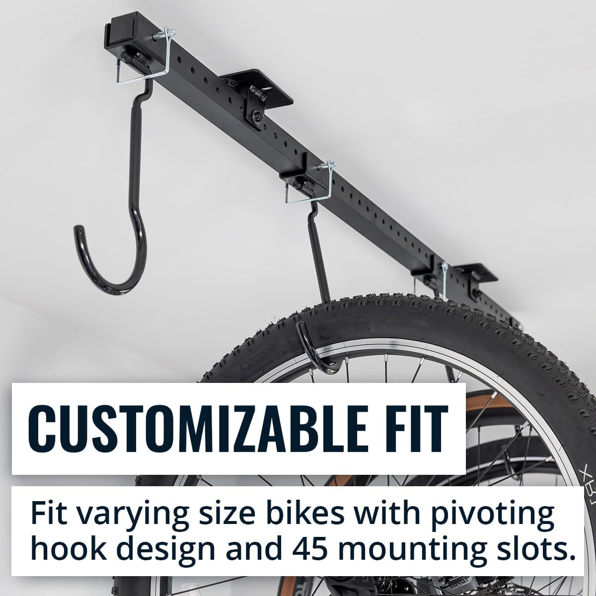 Teal Triangle Ceiling Mounted Bike Rack for Garage - Premium Bicycle Stand & Hanger for Space-Saving Storage | Adjustable Ceiling Hooks Hold 4-8 Bikes - Indoor Bicycle Rack System for basement