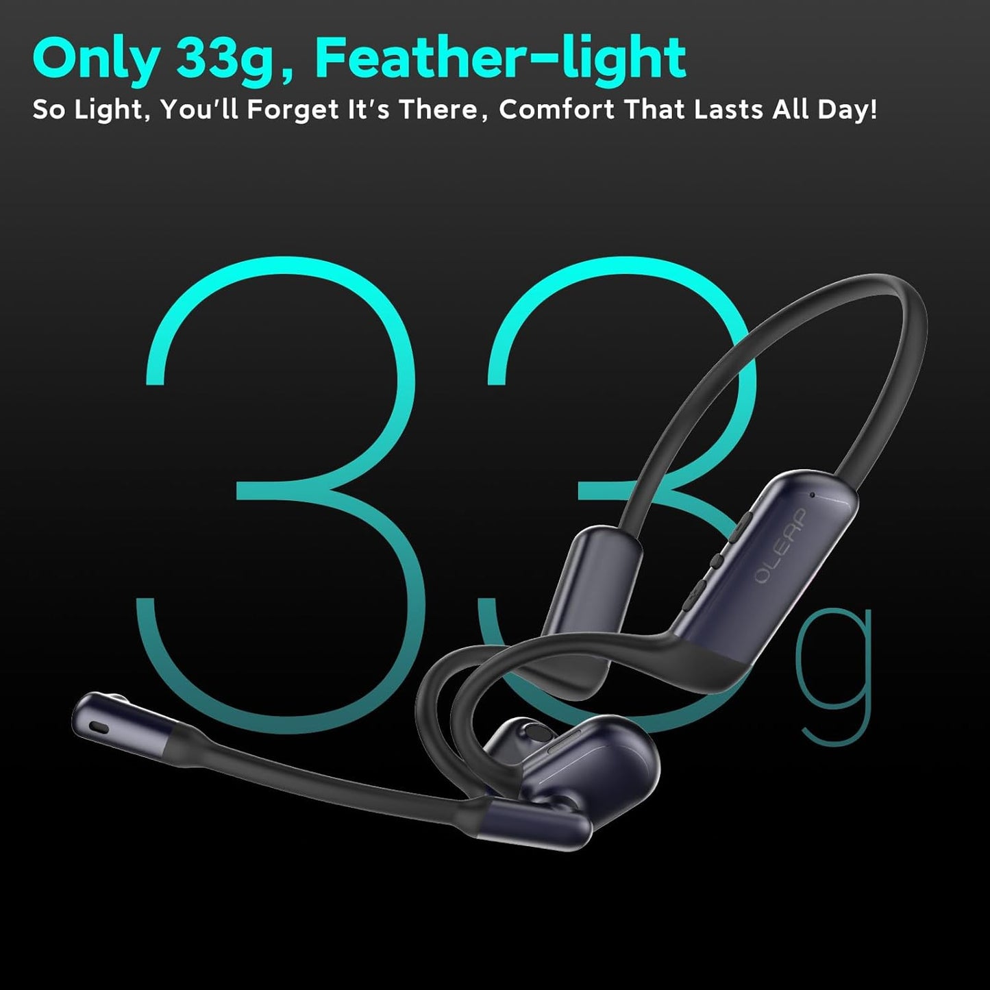 Pilot P200b Pro Wireless Headset with Mic for Work,50dB AI Noise Cancelling Microphone Headphones for Call,Bluetooth 5.3 Open Ear Headphones with Mic for WFH,Mobile Office,Meetings,PC & Phone