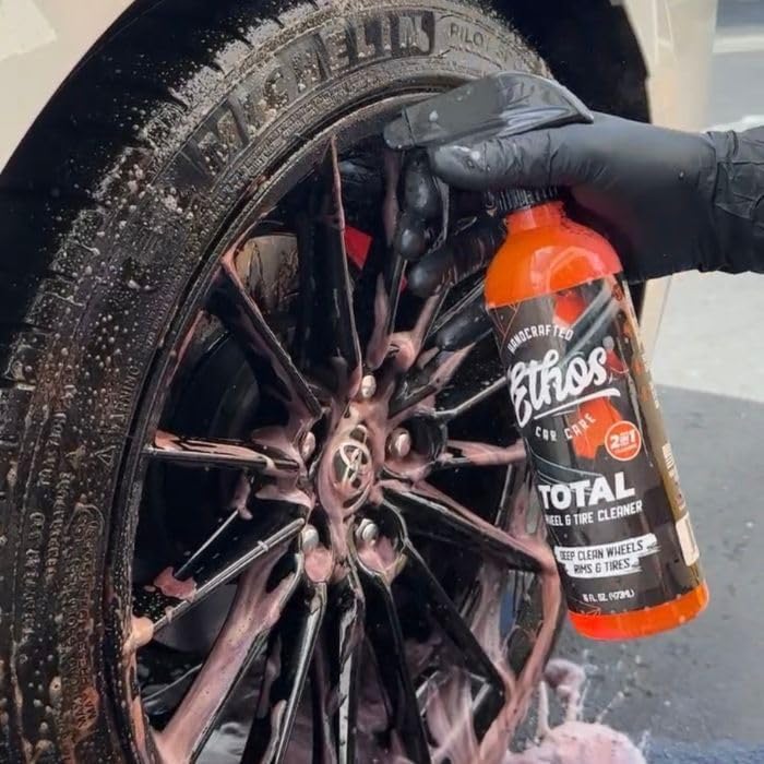 Ethos Handcrafted Car Care Total Wheel & Tire Cleaner - Professional All-In-One Solution for Sparkling Wheels & Tires | Dissolves Brake Dust, Dirt, and Grime | Safe for All Factory Finishes
