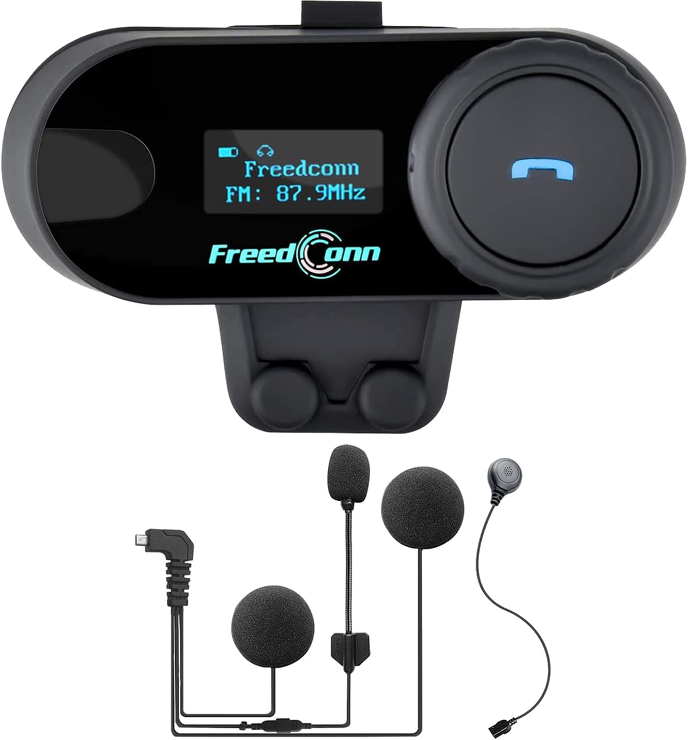 FreedConn 1pcs TCOM-SC Bluetooth Motorcycle Headset,2-3 Riders Helmet Bluetooth Intercom, Universal Communication Systems with Music Sharing/LCD Screen/FM Radio/Mobile Phone/GPS/Waterproof