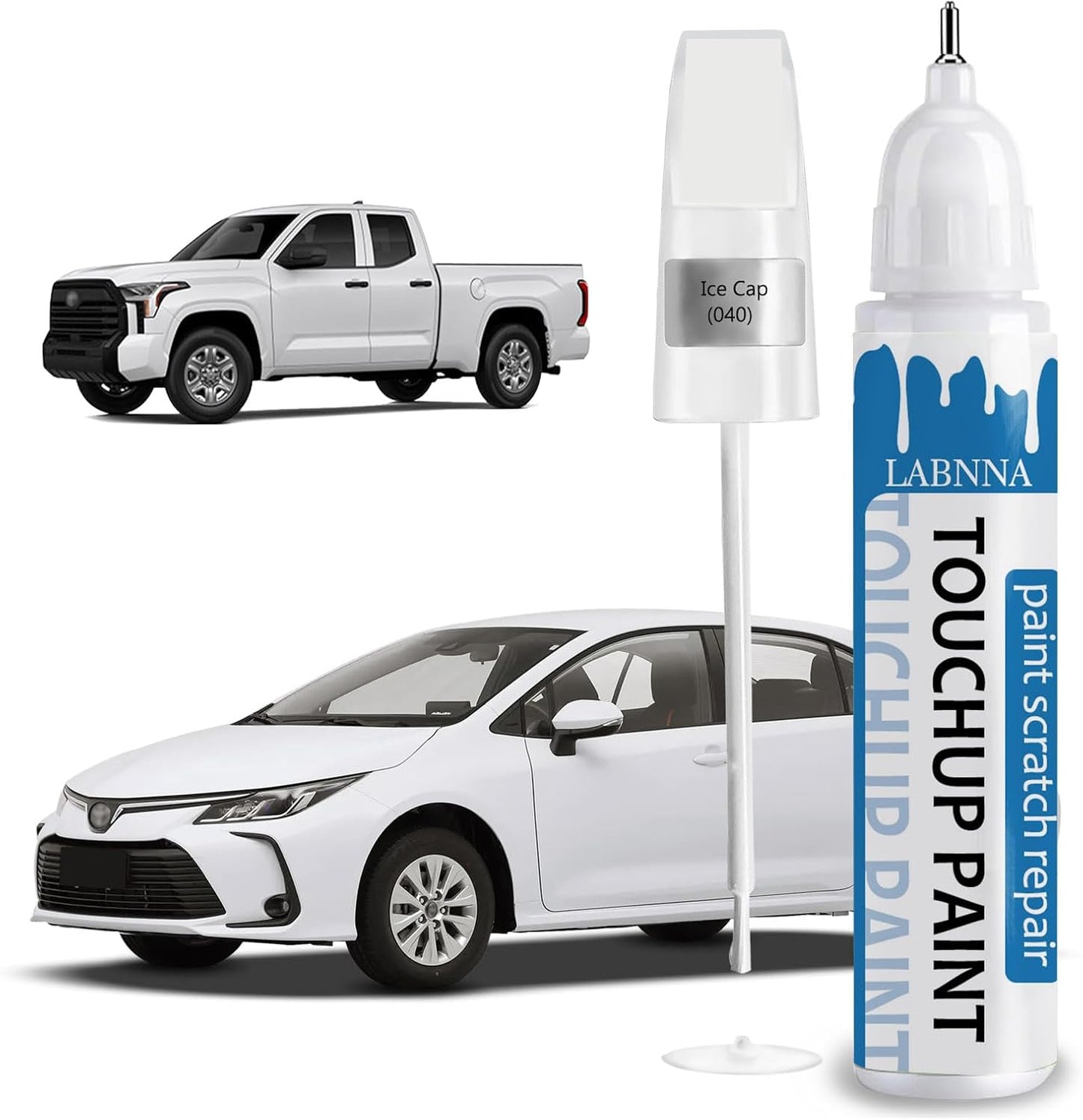 Super White/Ice Cap (040) Touch Up Paint for Toyota-Exact Match 2 in 1 touchup Paint Pen for Chips and Nicks Repair Car Paint Scratch Repair Kit