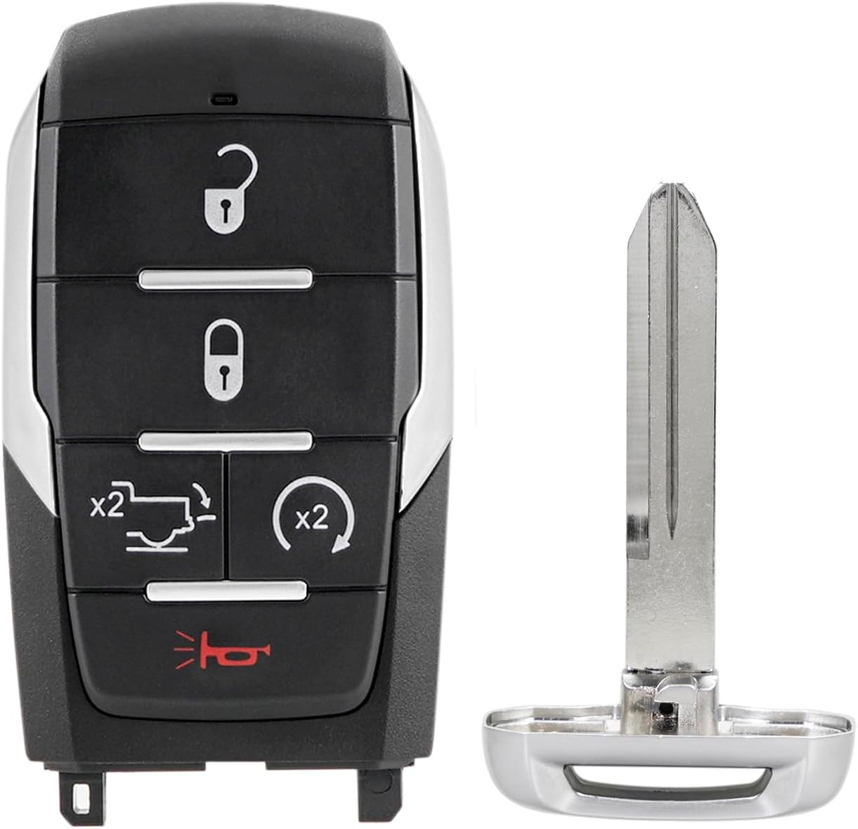 Key Fob Remote Replacement Fits for Dodge Ram 1500 2019 2020 2021 2022 2023 2024 4 Buttons 433MhzSmart Key Fob FCC ID: OHT-4882056 P/N: 68442907 68291689 (5 Buttons)