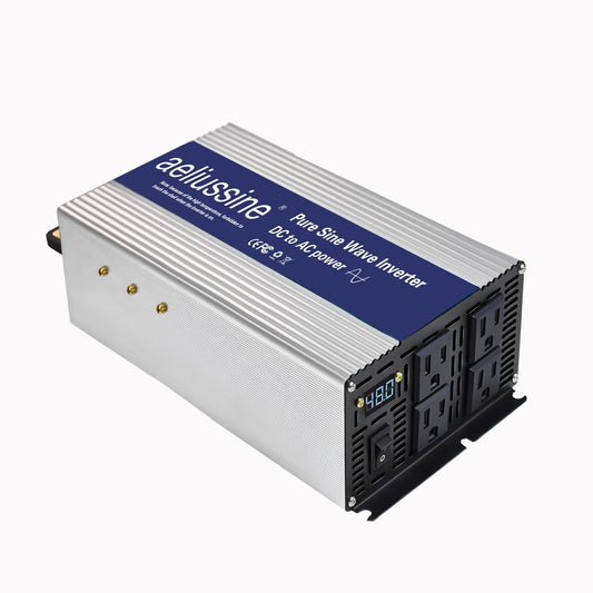 2000W Pure Sine Wave Inverter-48V DC to 110V 120V AC Power Converter with 4 AC Outlets, 48 Volt Power Inverter for Truck, Rv, Camping, Home, Emergency Power