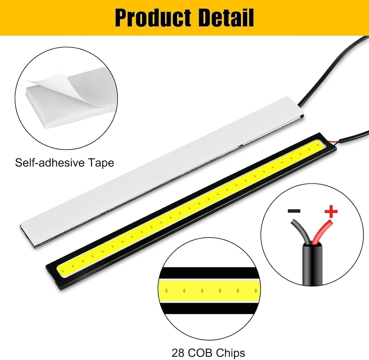 Linkstyle 12PCS 12V LED Interior Light Bar, Waterproof 28 LEDs COB Strip Light Super Bright Lights for Truck Boat Bike RV, White