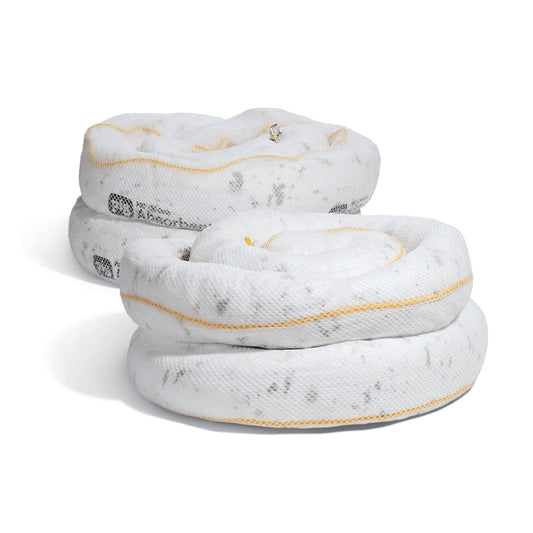 PIG Oil Boom - Oil-Only Absorbent Boom - 2 Pack - 5" x 20' Boom - Absorbs up to 12 gallons per Boom - BOM408