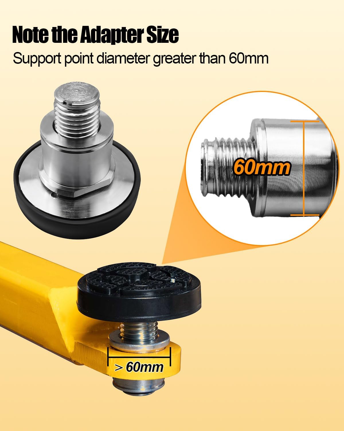 60mm Car Lift Feet Pads Plus-High Heightening Rubber Feet Tray Fit for 60mm Diameter Shaft