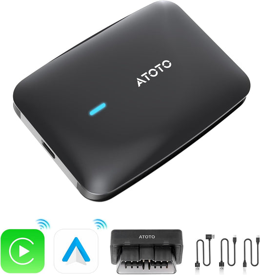 AI Box CarPlay with Bluetooth OBD2 Scnaner，2025 Upgrade Wireless CarPlay Adapter Compatible with YouTube, Plug & Play Smart AI Box Support DriveChat, Dual Bluetooth, Dual Wi-Fi, (CB4A-BK-S01)