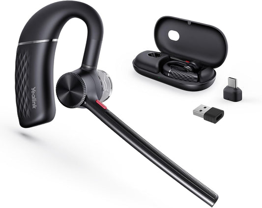 Yealink BH71 Pro Bluetooth Headset with USB-C/A Dongle, Teams Certified, Wireless Earphone for Cell Phone,PC,Laptop,Noise Cancelling Microphone, Adjustable Ear Hook