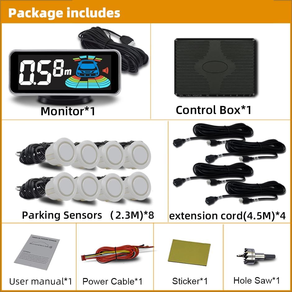 Backup Parktronic System Car Auto Vehicle Reverse with 8 Parking Sensors kit Distance Detection LCD Distance Display Sound Warning …