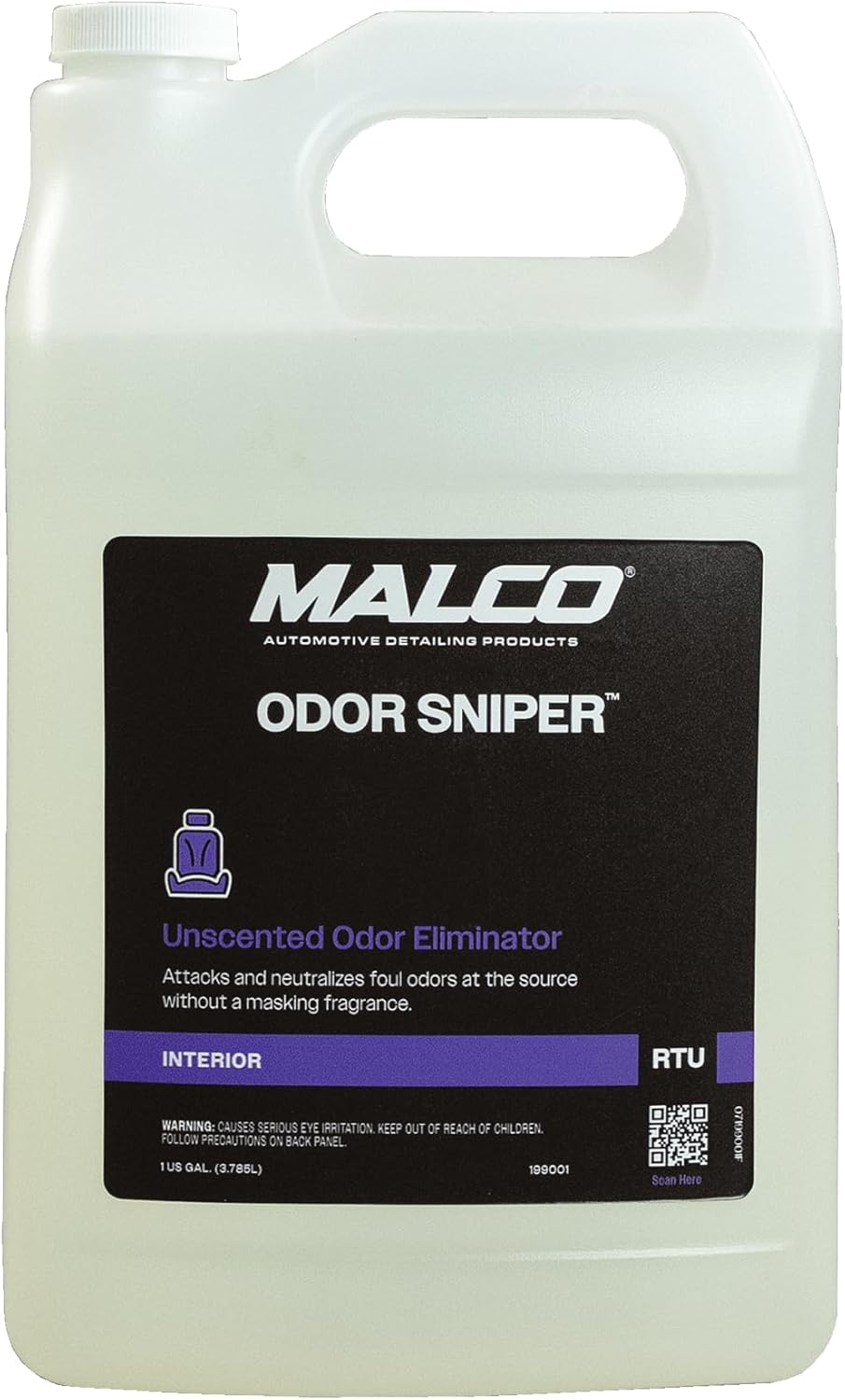 Malco Odor Sniper - Fragrance Free Odor Eliminator for Car Interiors/Penetrates Odors at the Source/Chemically Neutralizes Foul Scents in Your Vehicle / 1 Gallon (199001)