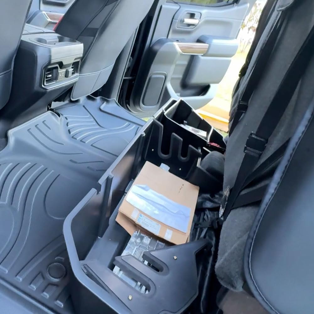 Floor Mats Fit for 2019-2025 Chevy Silverado 1500/GMC Sierra 1500, Car Mats for 2020-2025 Chevrolet Silverado/GMC Sierra 2500HD/3500HD Crew Cab Floor Liners with Factory Carpeted Storage, Black