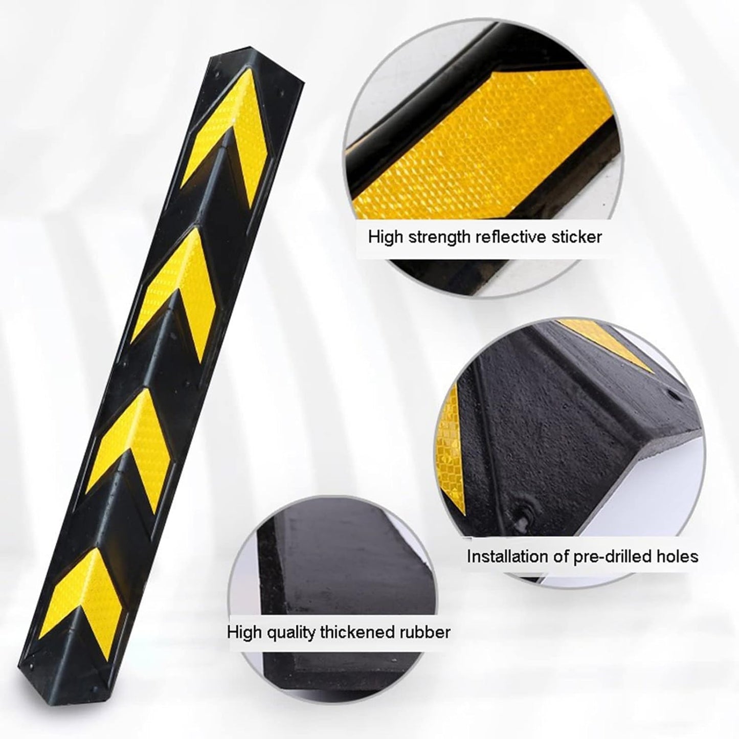 XPLKQXE Reflective Rubber Wall Corner Guard, Rubber Wall Protector Corner Protector, for Parking Protection Car Corner Guardrail Post (Color : Black+Yellow, Size : 2pcs)