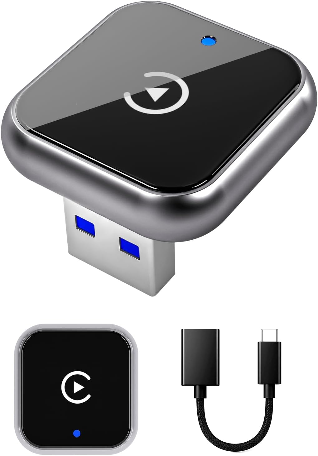 Wireless CarPlay Adapter for iPhone - Upgraded Mini Design, USB/USB-C Plug & Play Converts Wired Connection - Compatible with iOS 10+ & Factory CarPlay Cars