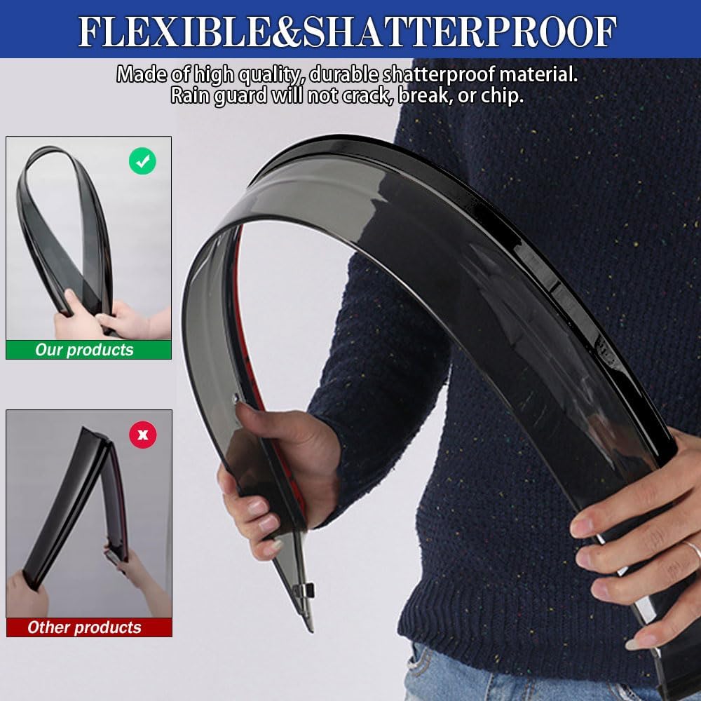 Rain Guards for Kia Sorento 2016-2020, Tape-on Side Window Deflectors for Kia Sorento, Window Visors for Kia Cars, Car Accessories 4 Rain Guards ＆ 2 Car Coasters