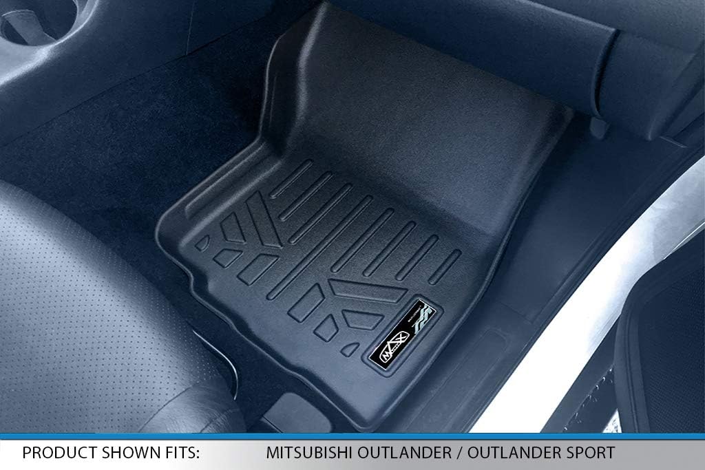 SMARTLINER Custom Fit Floor Mats 2 Row Liner Set Compatible with 2011-2024 Mitsubishi Outlander Sport