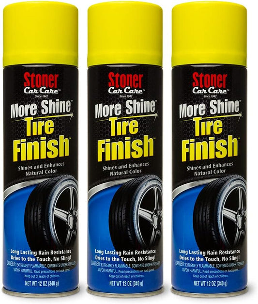Stoner Car Care 91094-3PK More Shine Tire Finish for Tire and Wheel Care Creates a Long-Lasting, Rain-Resistant Tire Shine, Makes Faded Tires Look New, Non-Greasy Formula, 12 Oz, Pack of 3
