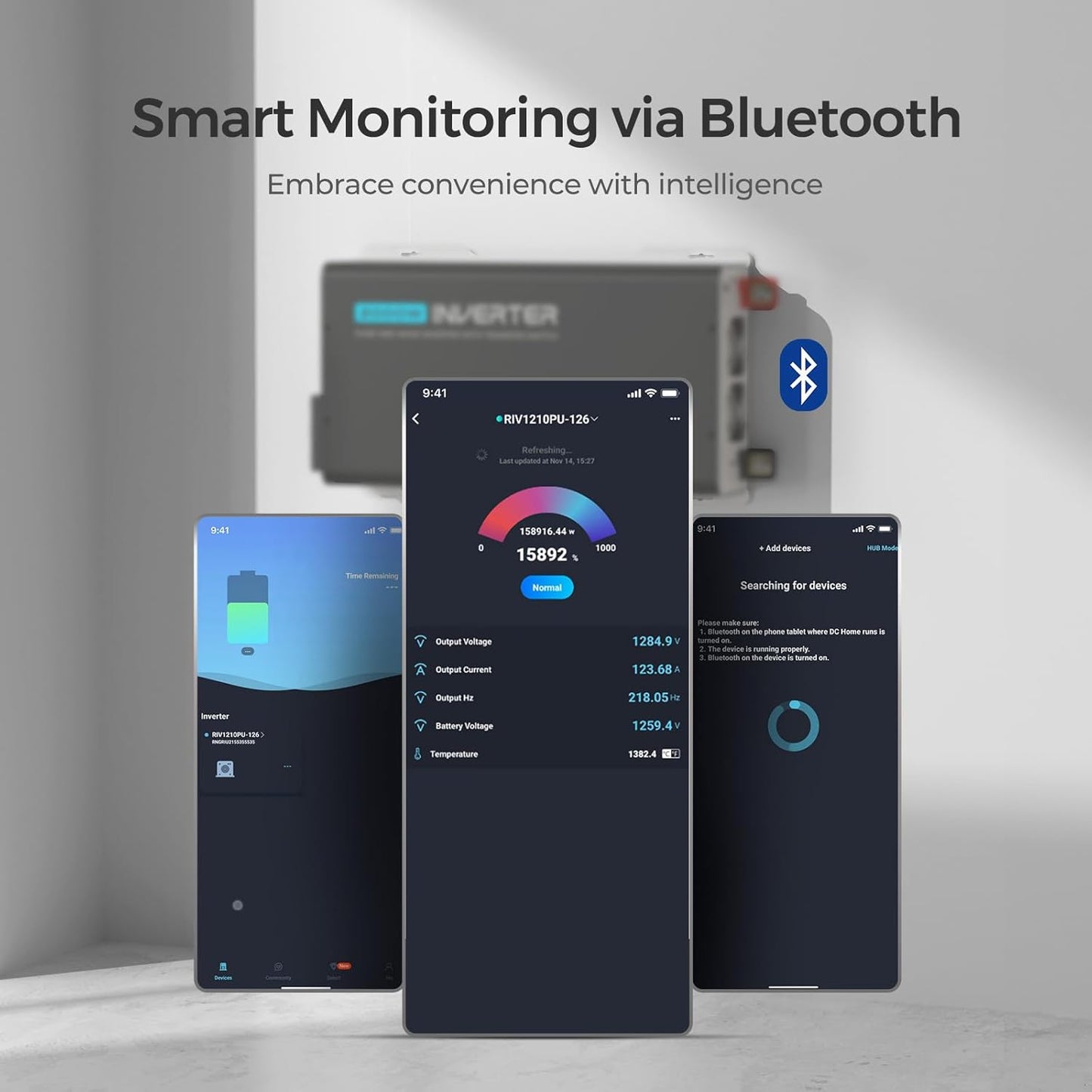 Renogy Inverter PUH 2000W, 12V to 110V Pure Sine Wave Power Inverter, Built-in Transfer Switch and Bluetooth, DC to AC Solar Converter for RV, Truck, Camping, Home, Emergency, Off-Grid Living