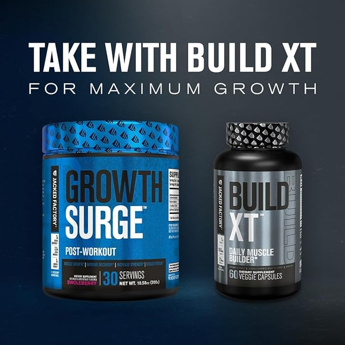 Jacked Factory Growth Surge Creatine Post Workout Powder w/L-Carnitine, Daily Muscle Builder & Recovery Supplement with Creatine Monohydrate, Betaine, L-Carnitine L-Tartrate - 30 Servings, Unflavored