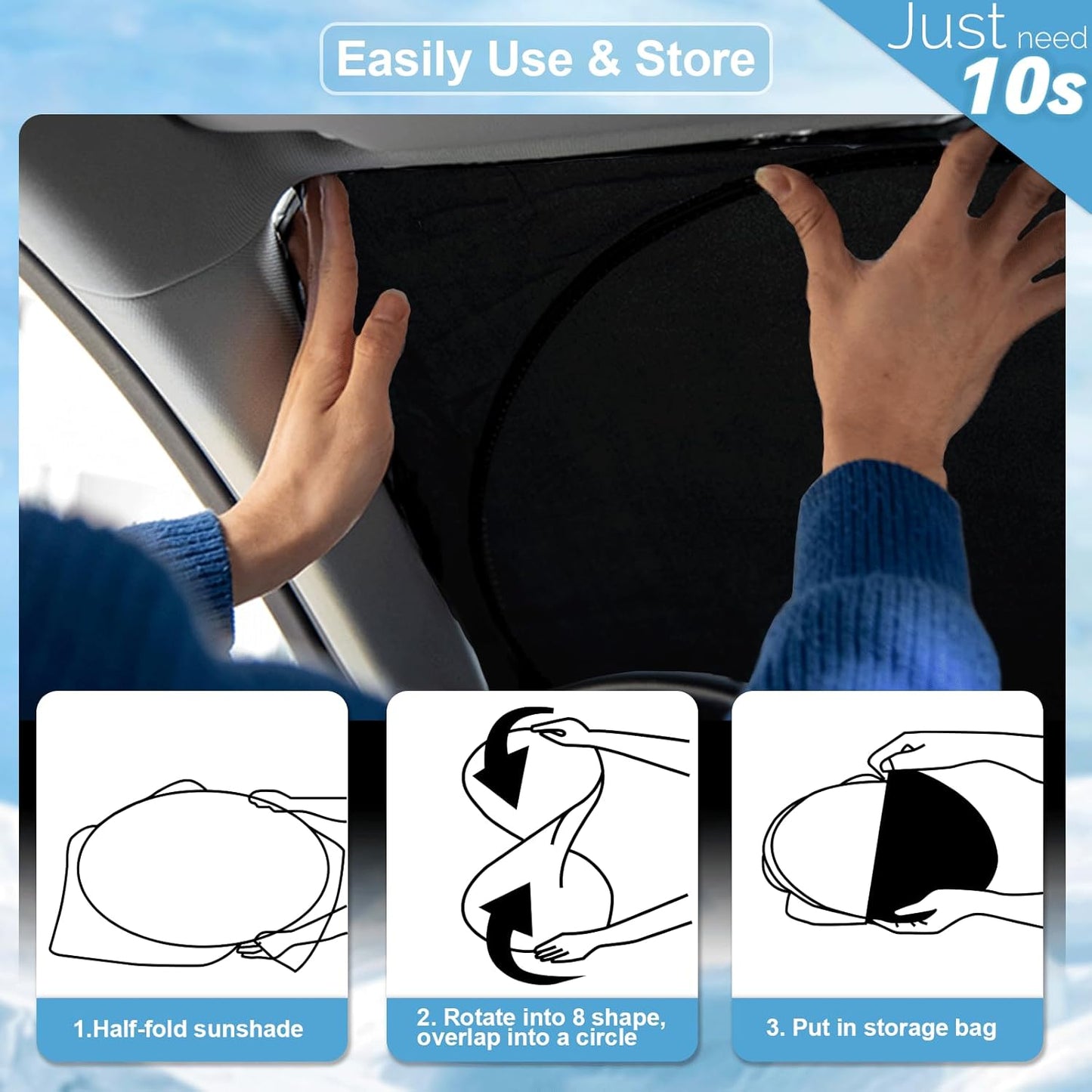 Sun Shade for Ford Taurus 2013 2014 2015 2016 2017 2018 2019-2023 Accessories Window Sunshade Custom Fit Taurus Sedan Windshield Sun Visor Reflective Protector Foldable Shield Blocks UV Rays