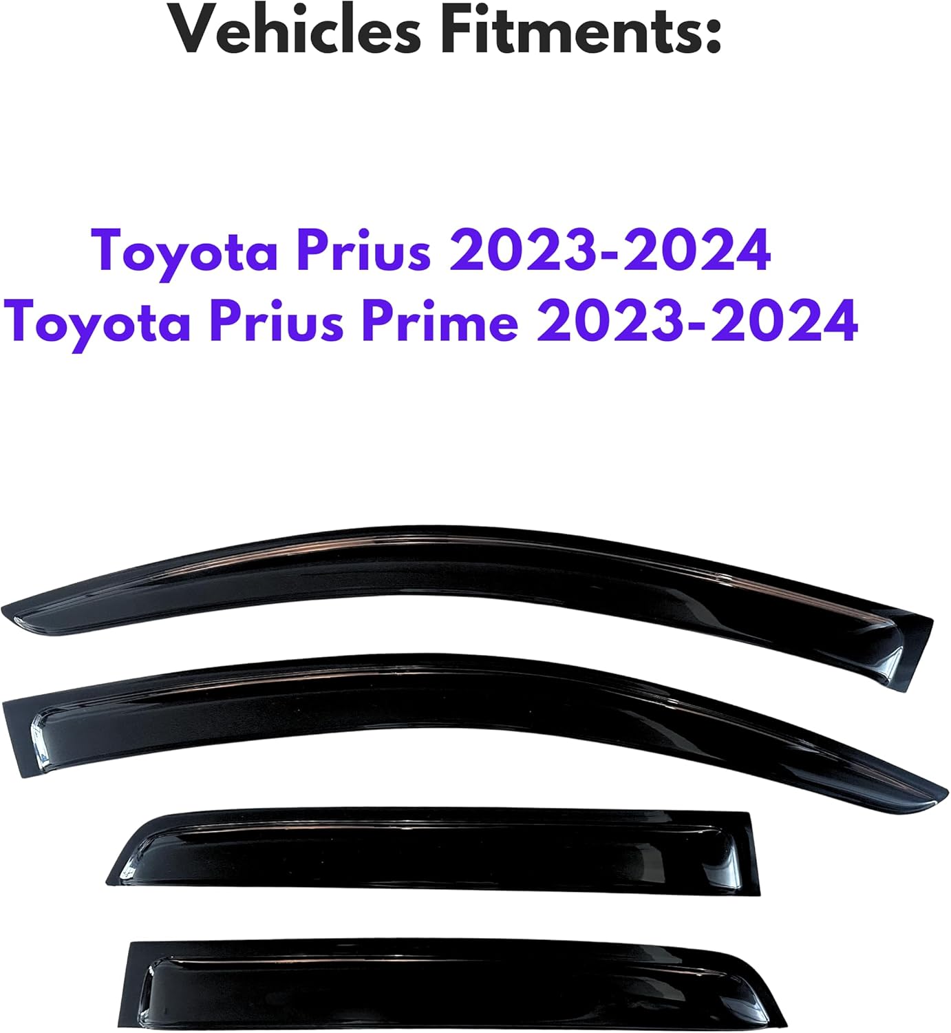 KPY Window Visor Compatible with Toyota Prius & Prius Prime 2023-2024, 4PC Rain Guard Side Window Vent Deflectors Tape-On Style, 2023 2024